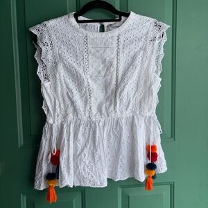 Zara TRF collection large white eyelet top stunning!